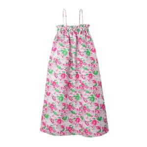 Ganni + Net Sustain Metallic Pink Polyester Recycled Jacquard Midi Dress Size 40